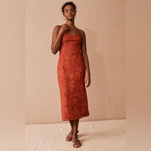 Anthropologie Hutch Taye Textured Satin Midi Slip Dress